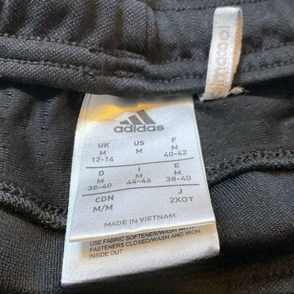 Adidas Track Pants Men Size M Black Straight Leg Logo Drawstring Pockets Zip Leg - Picture 2 of 13